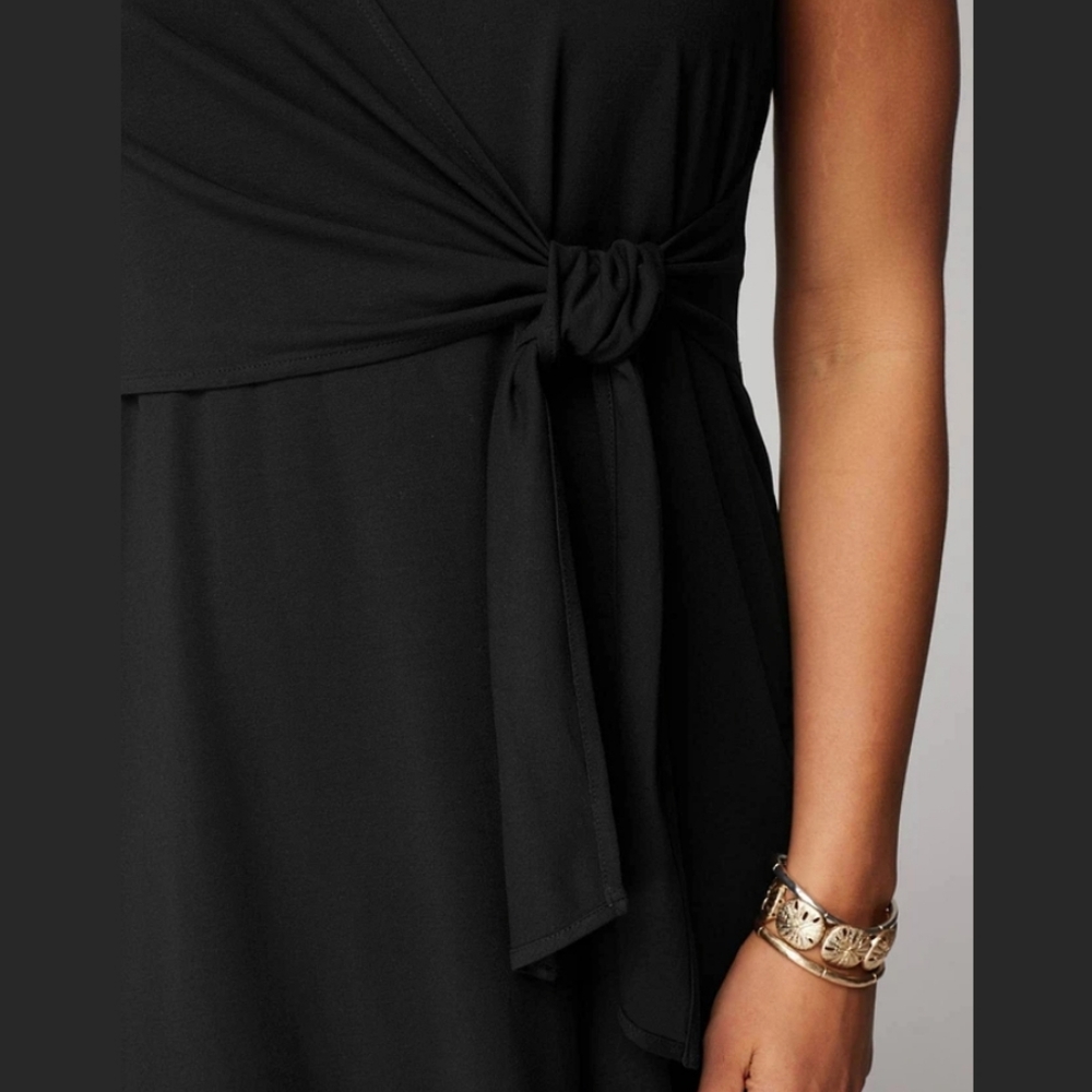J.Jill Wearever Collection Tie-Waist Elegant Black Sleeveless Dress Size Medium - Picture 7 of 15